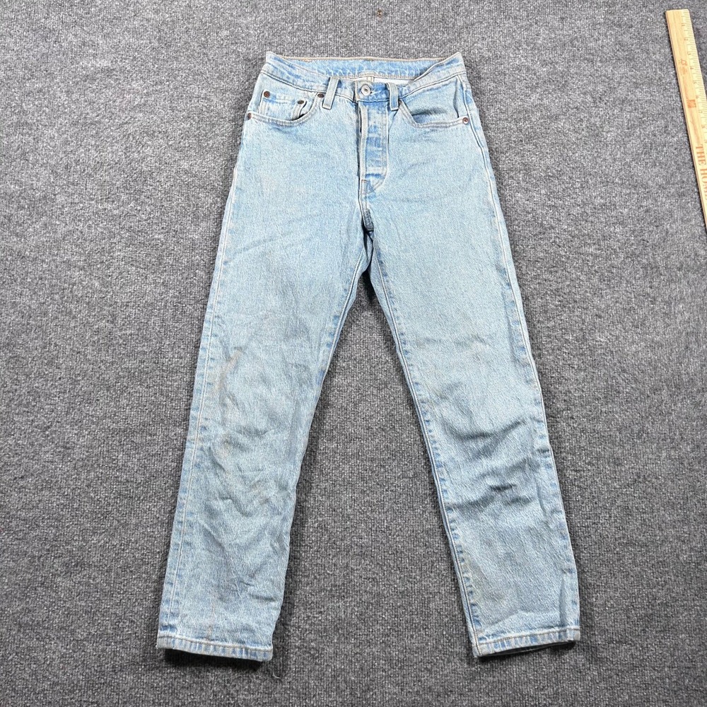 Levi's Jeans Womens Size 24 Light Wash 501 Original Fit Straight Leg Denim Stain